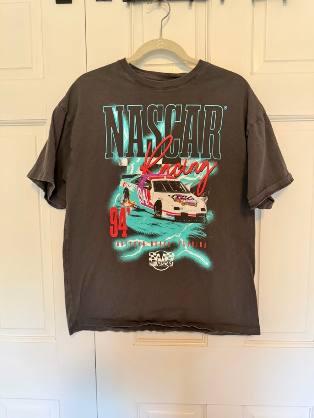 NASCAR Racing 1994 Daytona Beach‎ Graphic Tee XS Vintage Style Faded Black